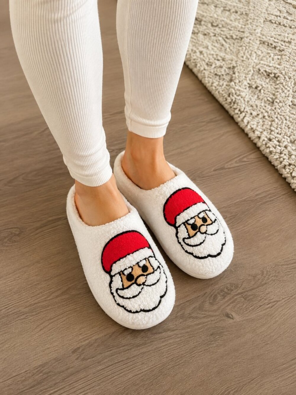 Santa Claus Cozy Sherpa Slippers Christmas House Shoes Indoor Comfort